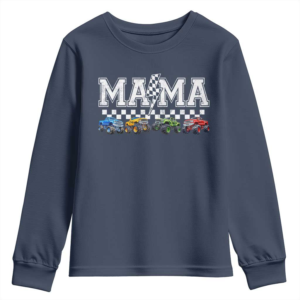 Monster Truck Mama Youth Sweatshirt Funny Truck Mom Checkered Mother's Day