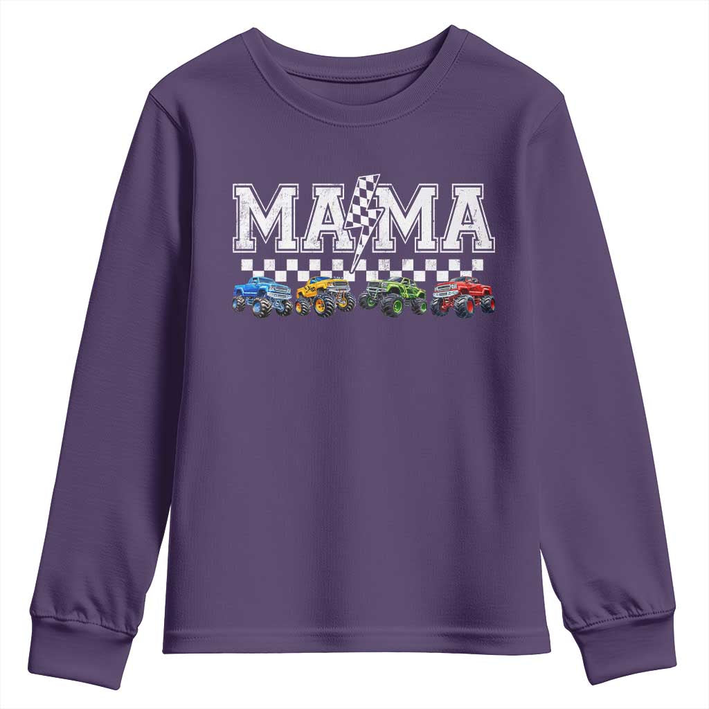 Monster Truck Mama Youth Sweatshirt Funny Truck Mom Checkered Mother's Day