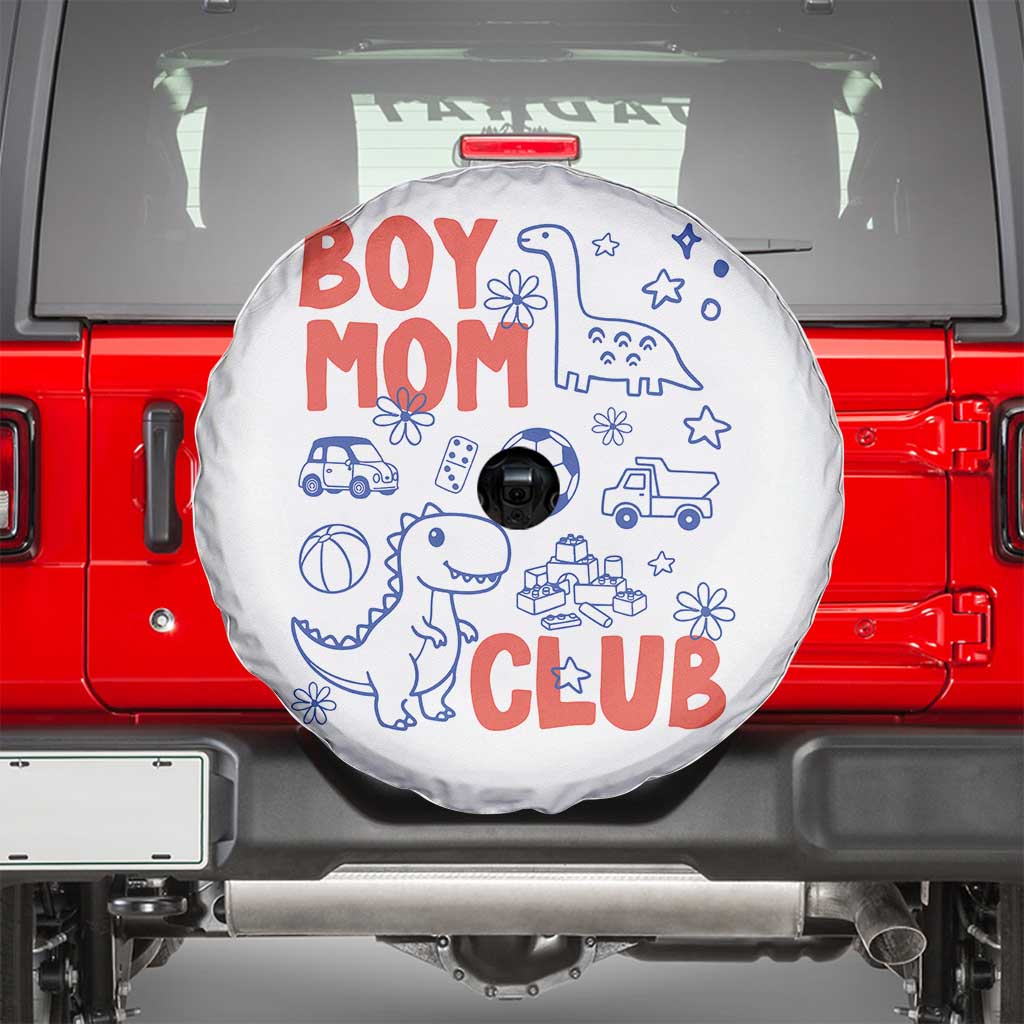 Boy Mom Club Spare Tire Cover Mom Of Boys Dinosaur Kids Toy Doodles