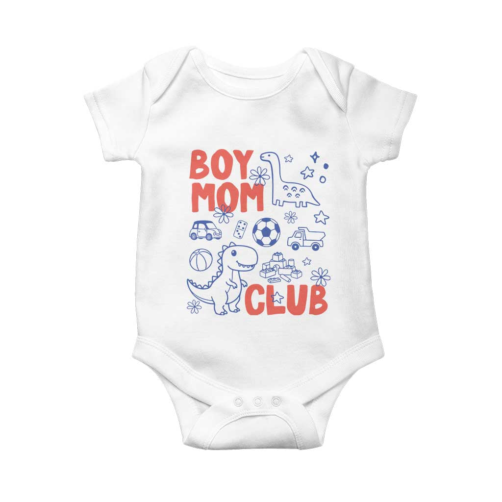 Boy Mom Club Baby Onesie Mom Of Boys Dinosaur Kids Toy Doodles