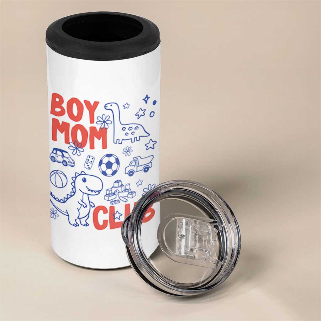 Boy Mom Club 4 in 1 Can Cooler Tumbler Mom Of Boys Dinosaur Kids Toy Doodles