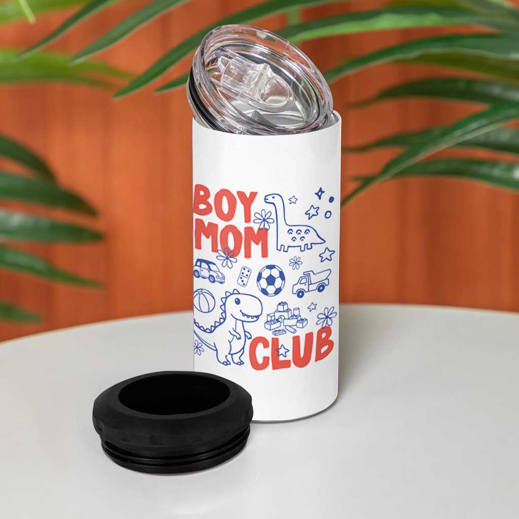 Boy Mom Club 4 in 1 Can Cooler Tumbler Mom Of Boys Dinosaur Kids Toy Doodles