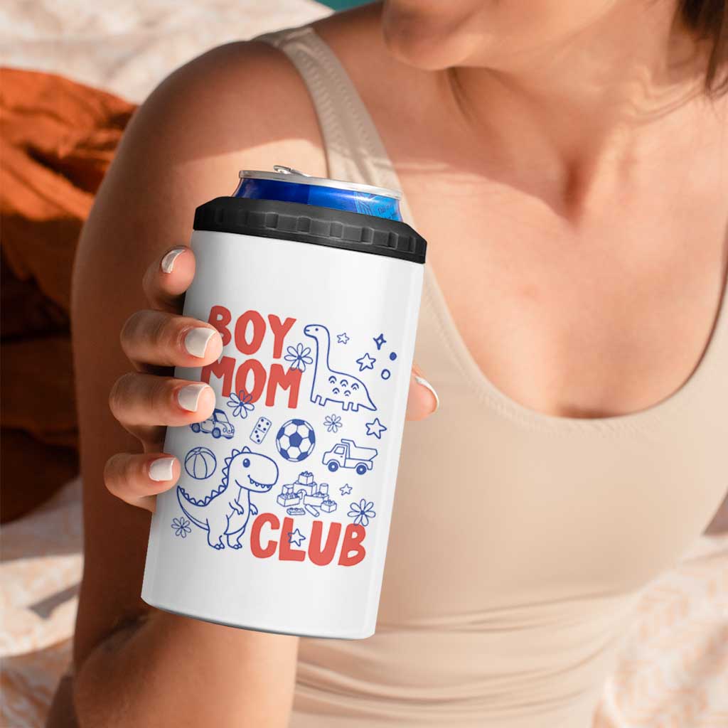 Boy Mom Club 4 in 1 Can Cooler Tumbler Mom Of Boys Dinosaur Kids Toy Doodles