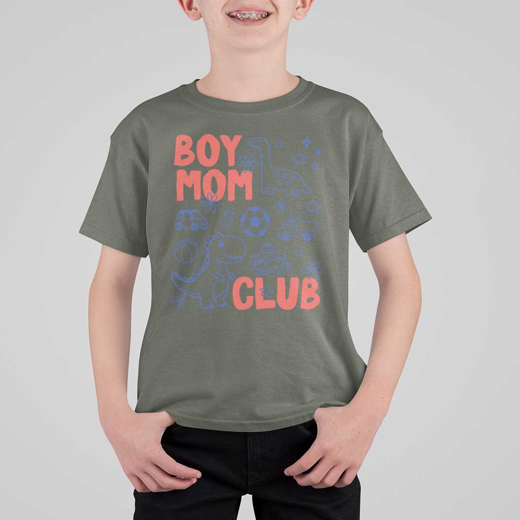 Boy Mom Club T Shirt For Kid Mom Of Boys Dinosaur Kids Toy Doodles