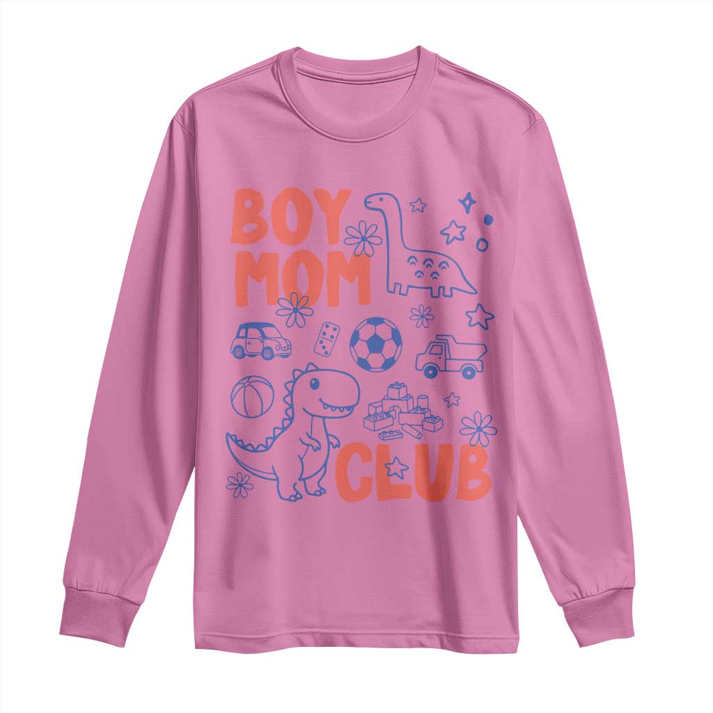 Boy Mom Club Long Sleeve Shirt Mom Of Boys Dinosaur Kids Toy Doodles