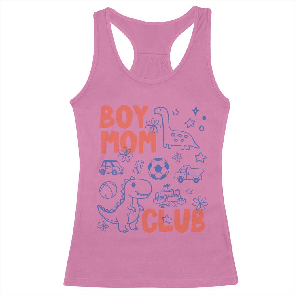 Boy Mom Club Racerback Tank Top Mom Of Boys Dinosaur Kids Toy Doodles