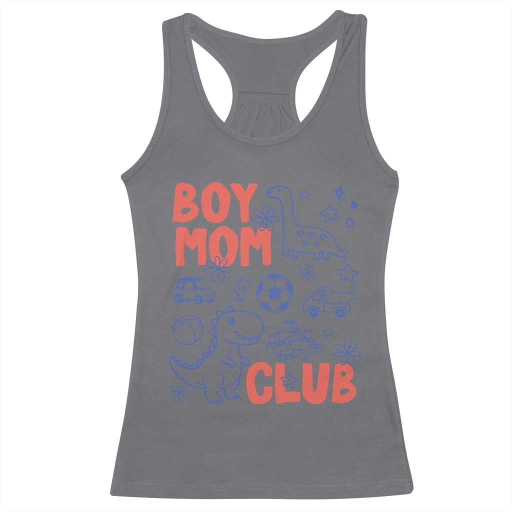 Boy Mom Club Racerback Tank Top Mom Of Boys Dinosaur Kids Toy Doodles