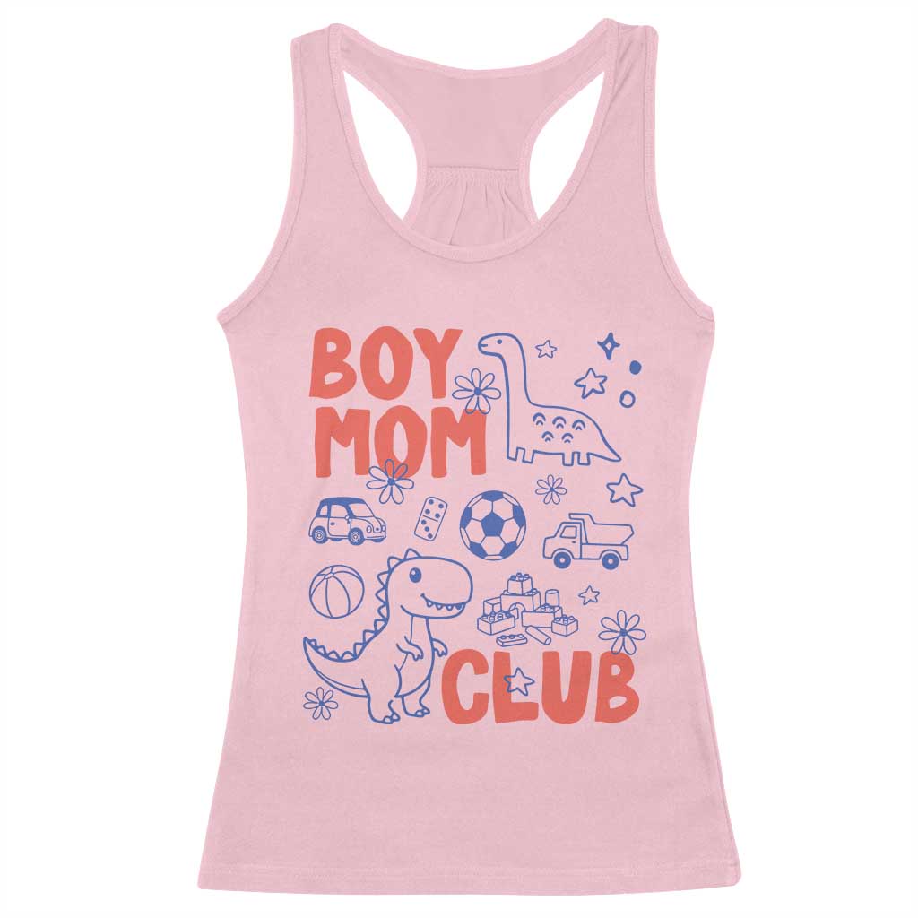 Boy Mom Club Racerback Tank Top Mom Of Boys Dinosaur Kids Toy Doodles