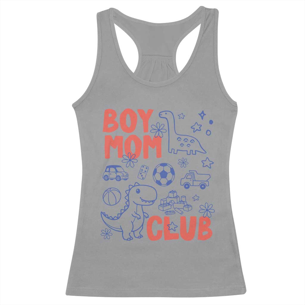 Boy Mom Club Racerback Tank Top Mom Of Boys Dinosaur Kids Toy Doodles
