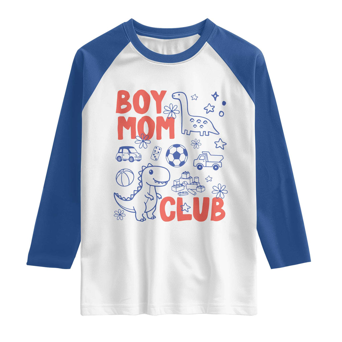 Boy Mom Club Raglan Shirt Mom Of Boys Dinosaur Kids Toy Doodles