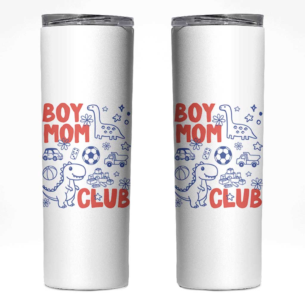Boy Mom Club Skinny Tumbler Mom Of Boys Dinosaur Kids Toy Doodles