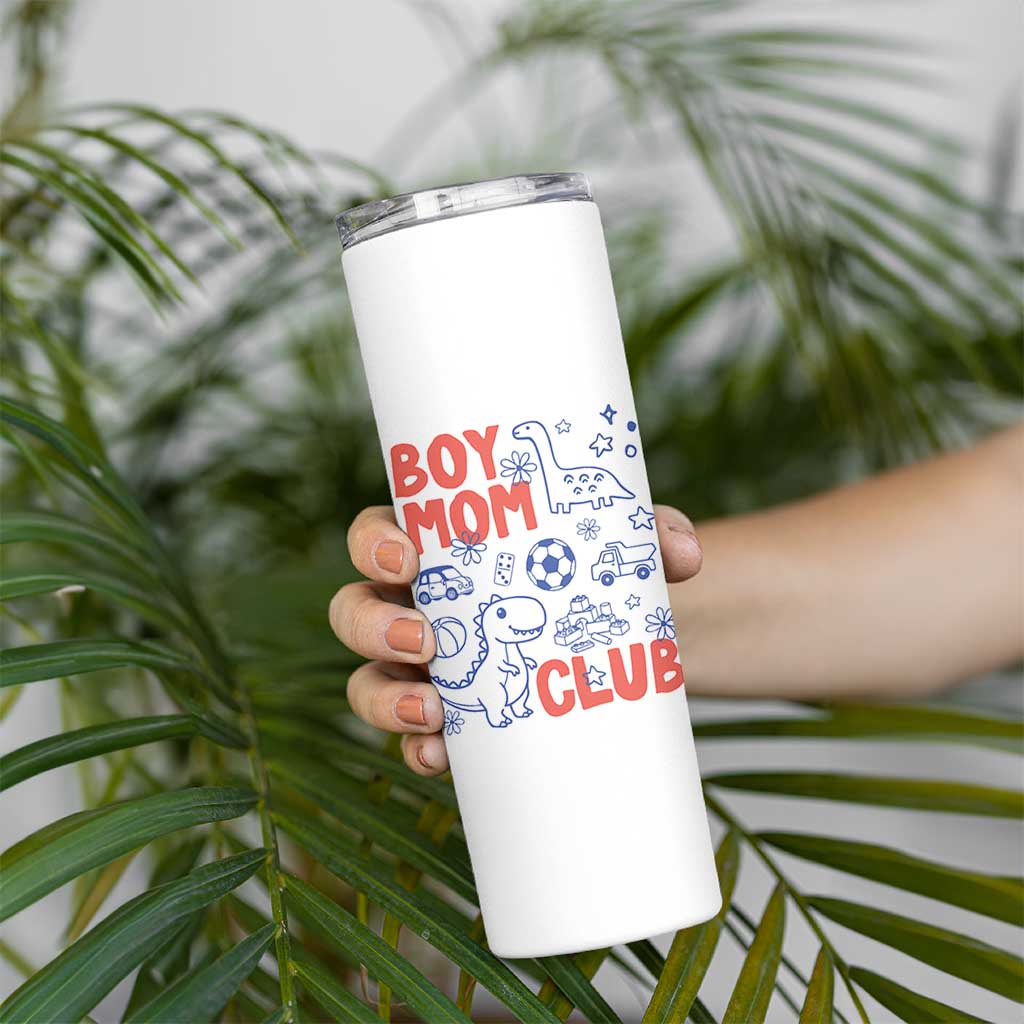 Boy Mom Club Skinny Tumbler Mom Of Boys Dinosaur Kids Toy Doodles