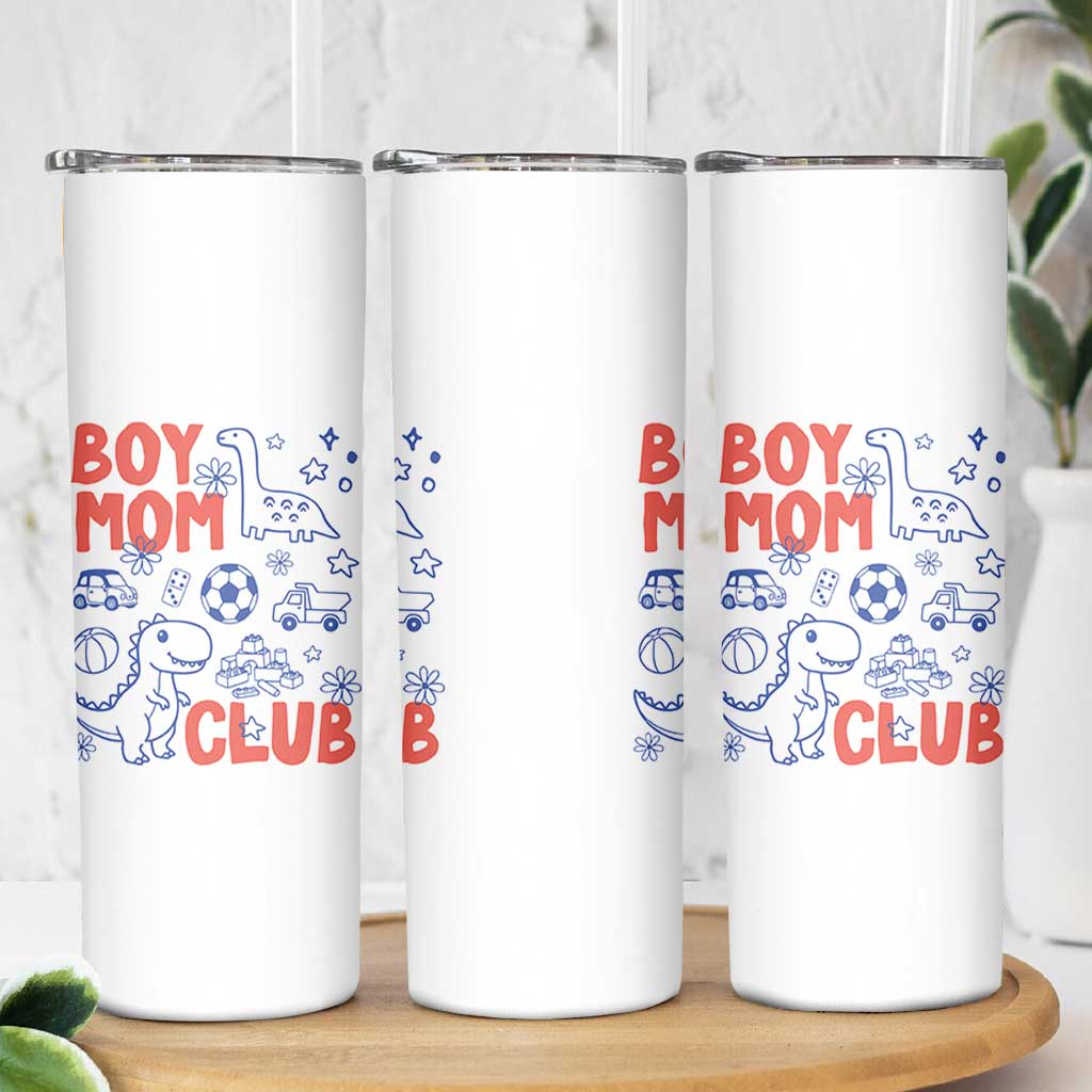 Boy Mom Club Skinny Tumbler Mom Of Boys Dinosaur Kids Toy Doodles