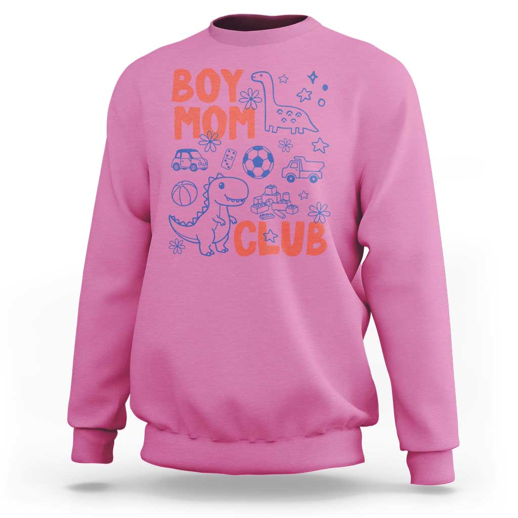 Boy Mom Club Sweatshirt Mom Of Boys Dinosaur Kids Toy Doodles