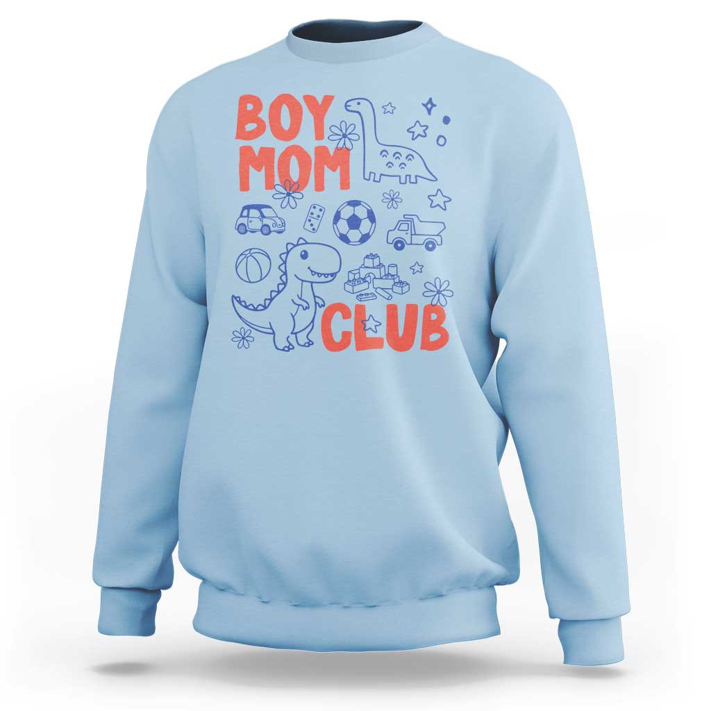 Boy Mom Club Sweatshirt Mom Of Boys Dinosaur Kids Toy Doodles
