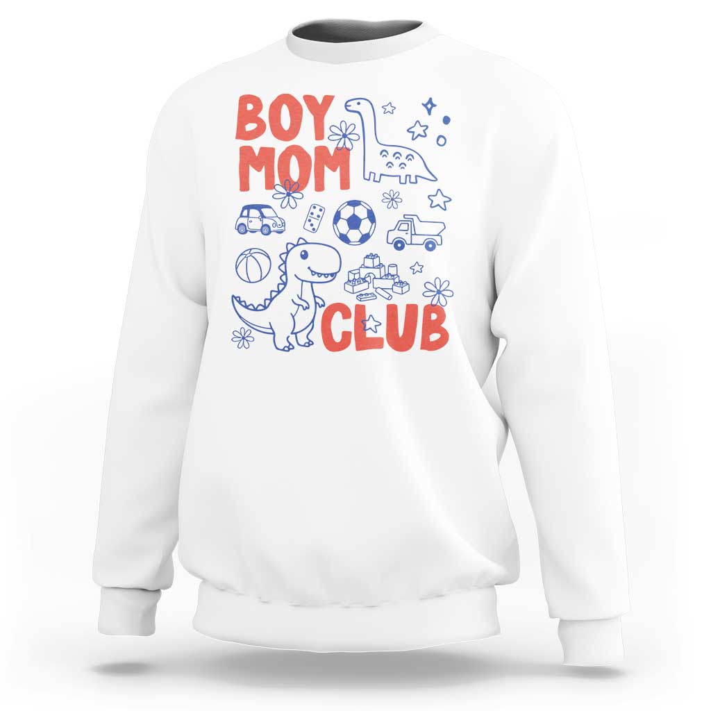 Boy Mom Club Sweatshirt Mom Of Boys Dinosaur Kids Toy Doodles