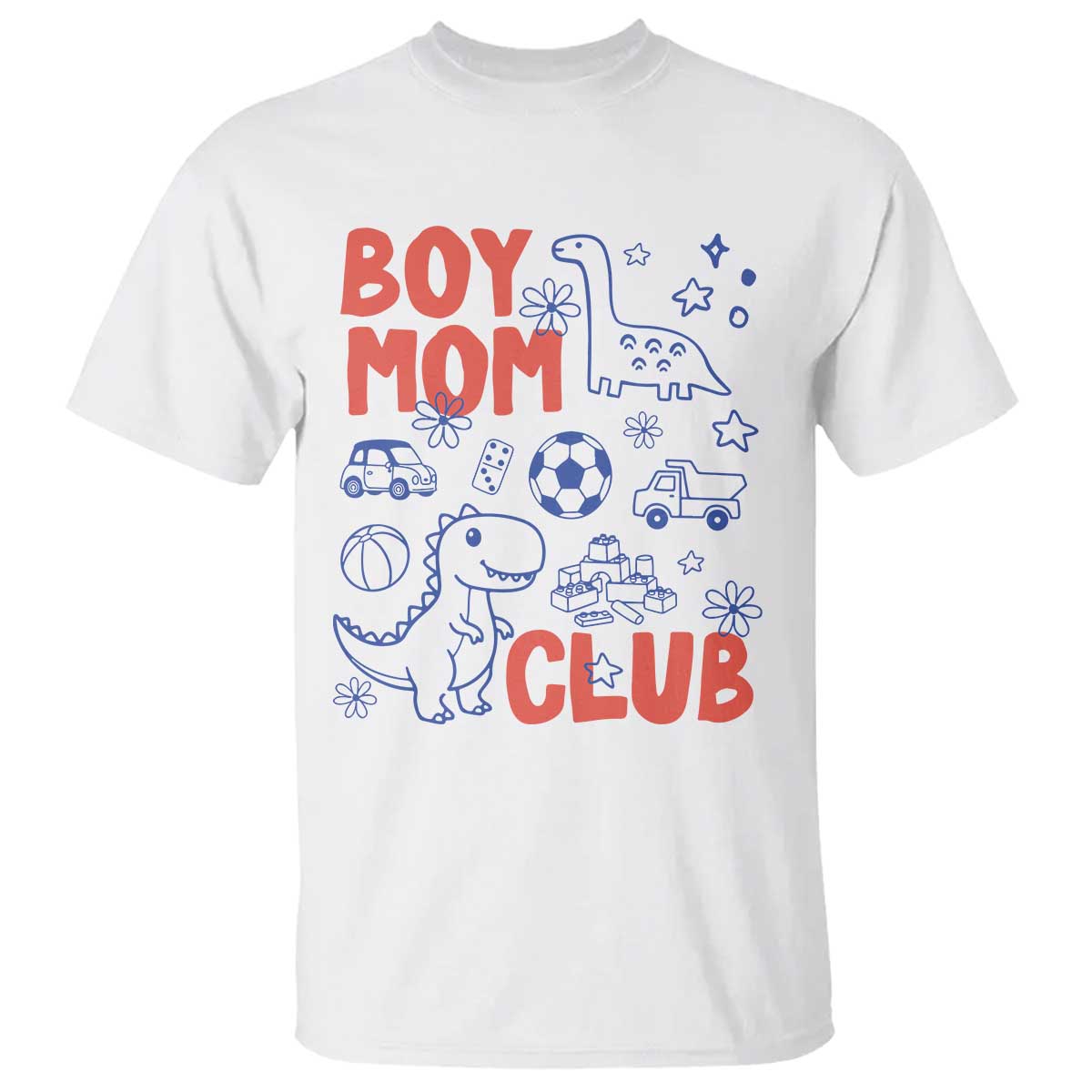 Boy Mom Club T Shirt Mom Of Boys Dinosaur Kids Toy Doodles