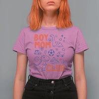 Boy Mom Club T Shirt For Women Mom Of Boys Dinosaur Kids Toy Doodles