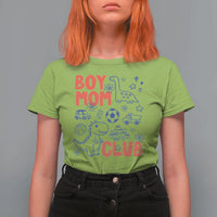 Boy Mom Club T Shirt For Women Mom Of Boys Dinosaur Kids Toy Doodles