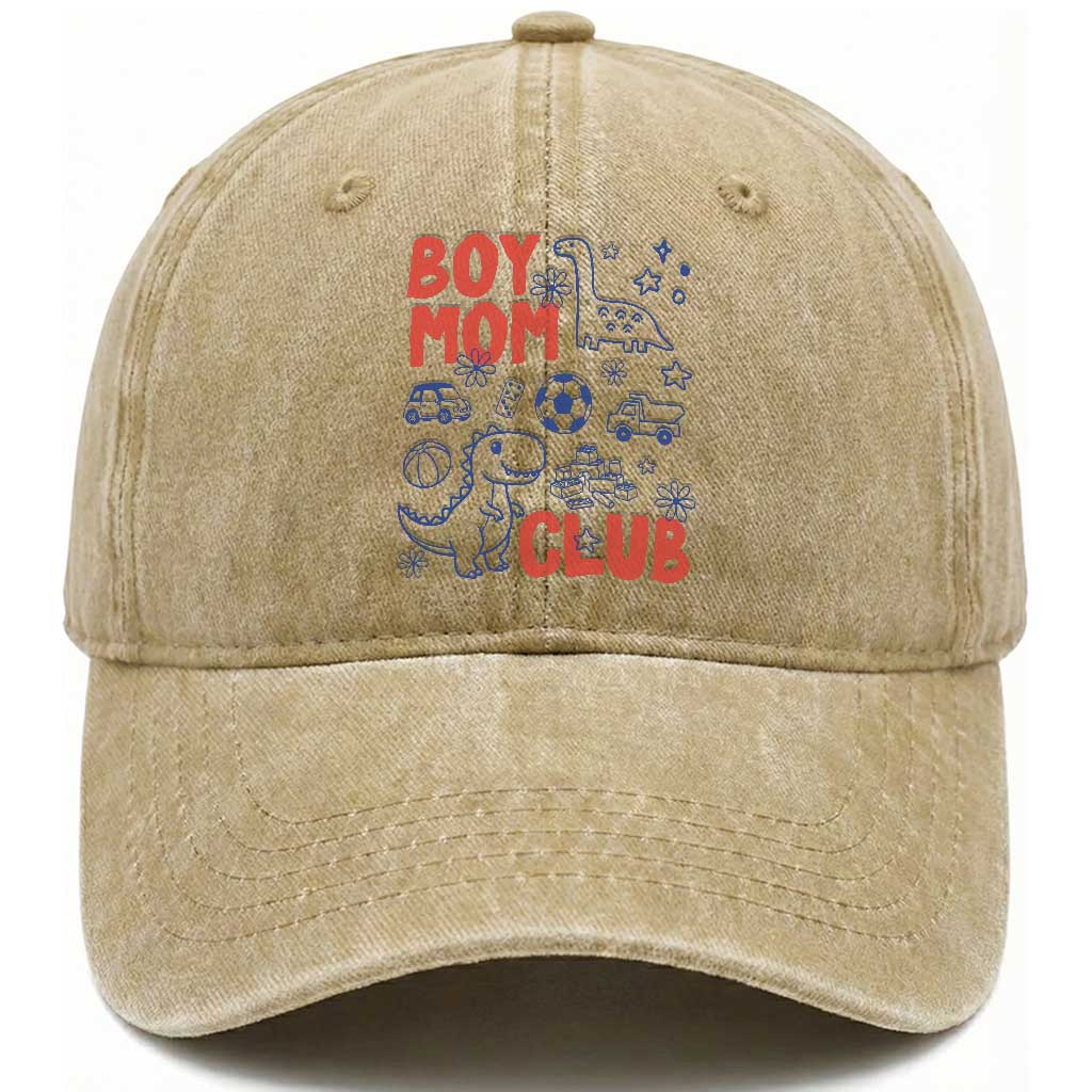 Boy Mom Club Washed Cotton Baseball Cap Mom Of Boys Dinosaur Kids Toy Doodles