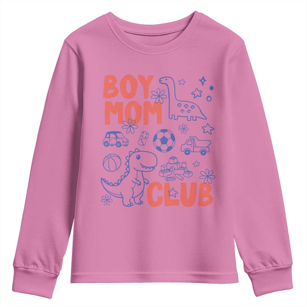 Boy Mom Club Youth Sweatshirt Mom Of Boys Dinosaur Kids Toy Doodles