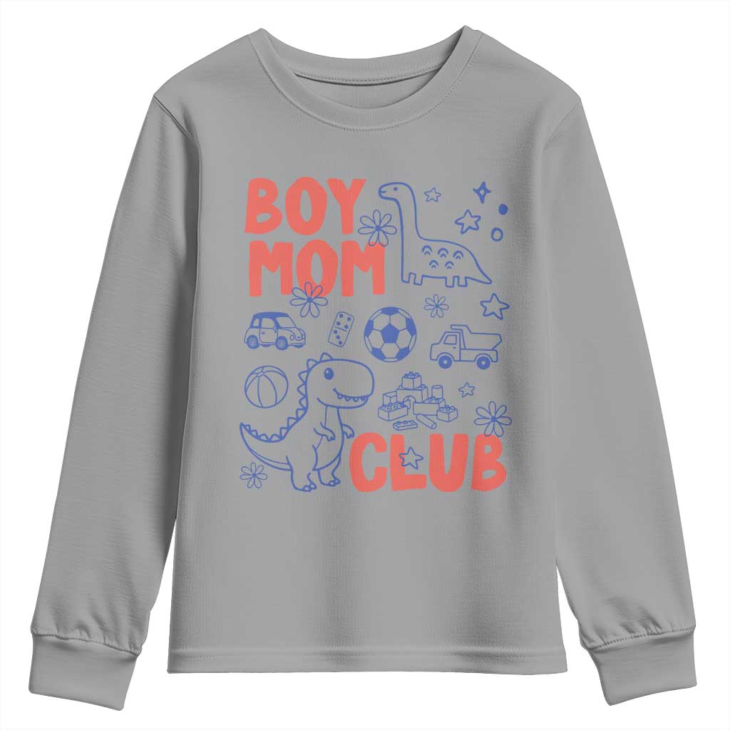 Boy Mom Club Youth Sweatshirt Mom Of Boys Dinosaur Kids Toy Doodles