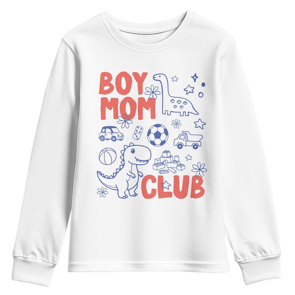 Boy Mom Club Youth Sweatshirt Mom Of Boys Dinosaur Kids Toy Doodles