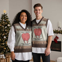 Mom I Love You From The Bottom Of My Heart V-Neck Knit Sweater Vest Family Humor