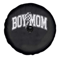 Boy Mom Lightning Bolt Checkered Varsity Son Mama Spare Tire Cover