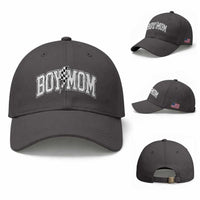 Boy Mom Lightning Bolt Checkered Varsity Son Mama Baseball Cap