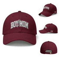 Boy Mom Lightning Bolt Checkered Varsity Son Mama Baseball Cap