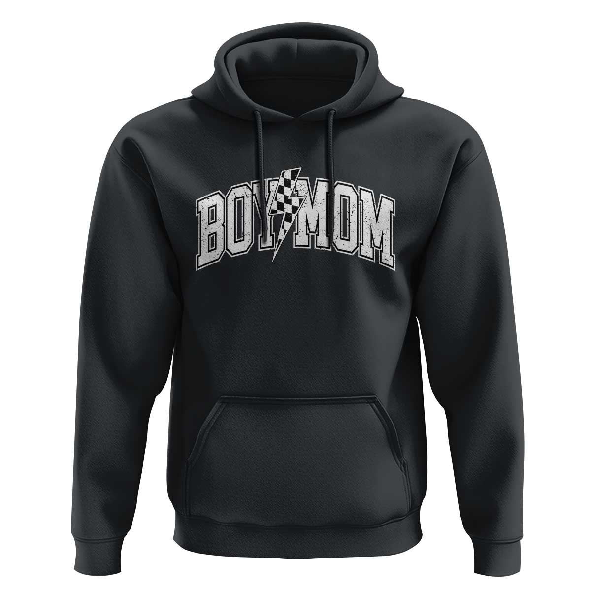 Boy Mom Lightning Bolt Checkered Varsity Son Mama Hoodie