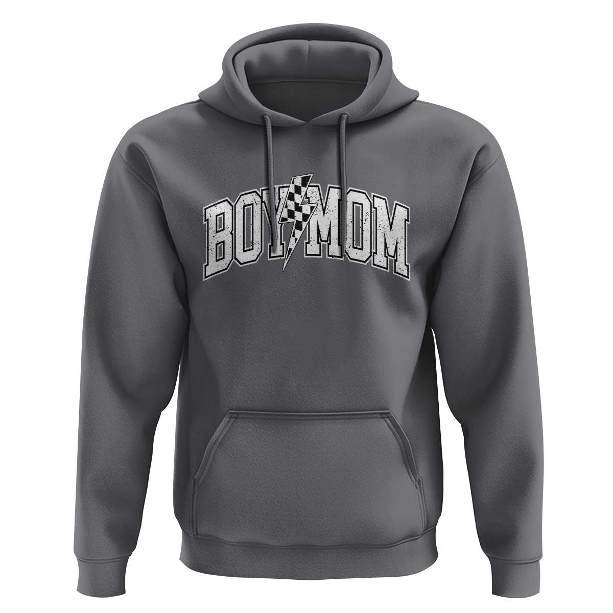 Boy Mom Lightning Bolt Checkered Varsity Son Mama Hoodie