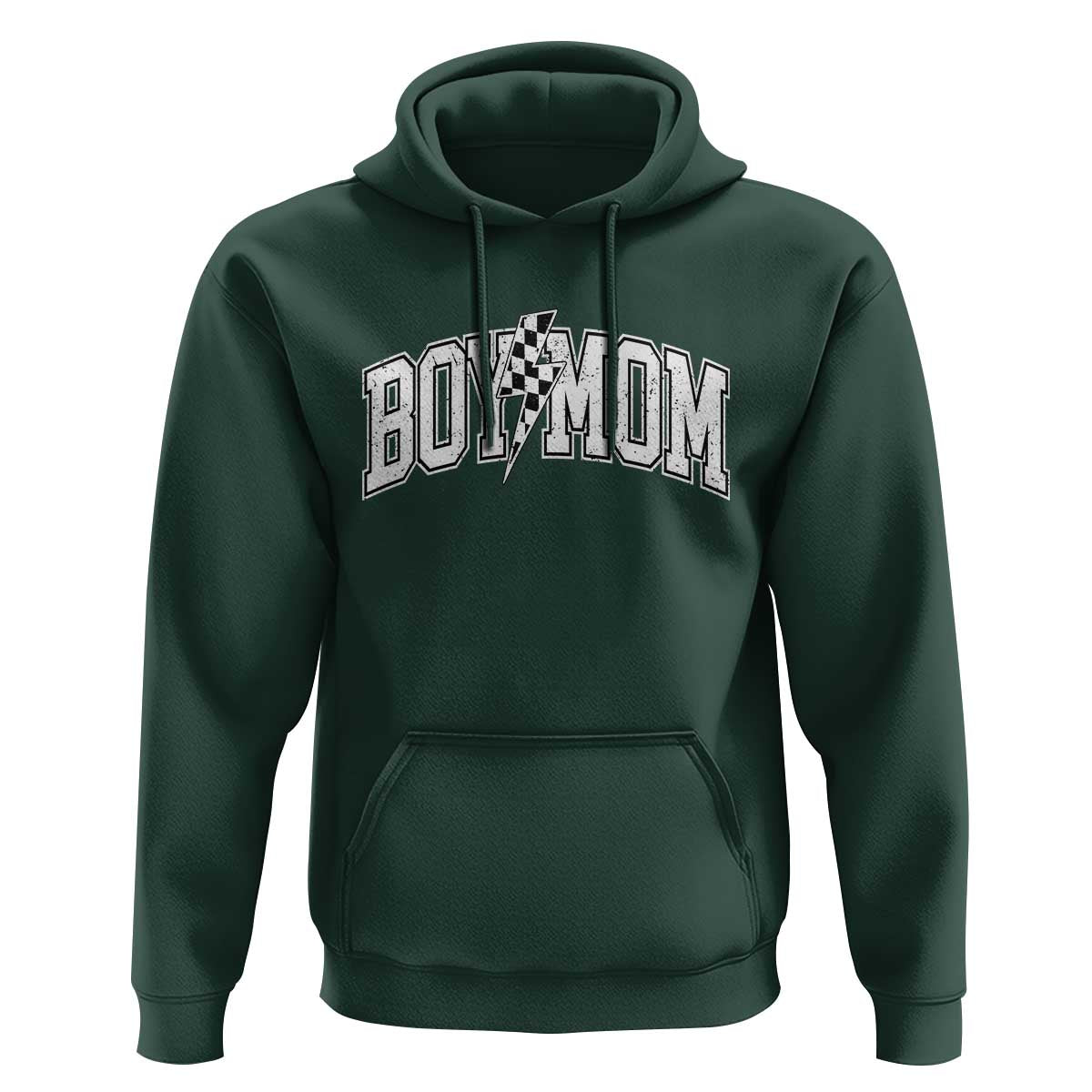 Boy Mom Lightning Bolt Checkered Varsity Son Mama Hoodie