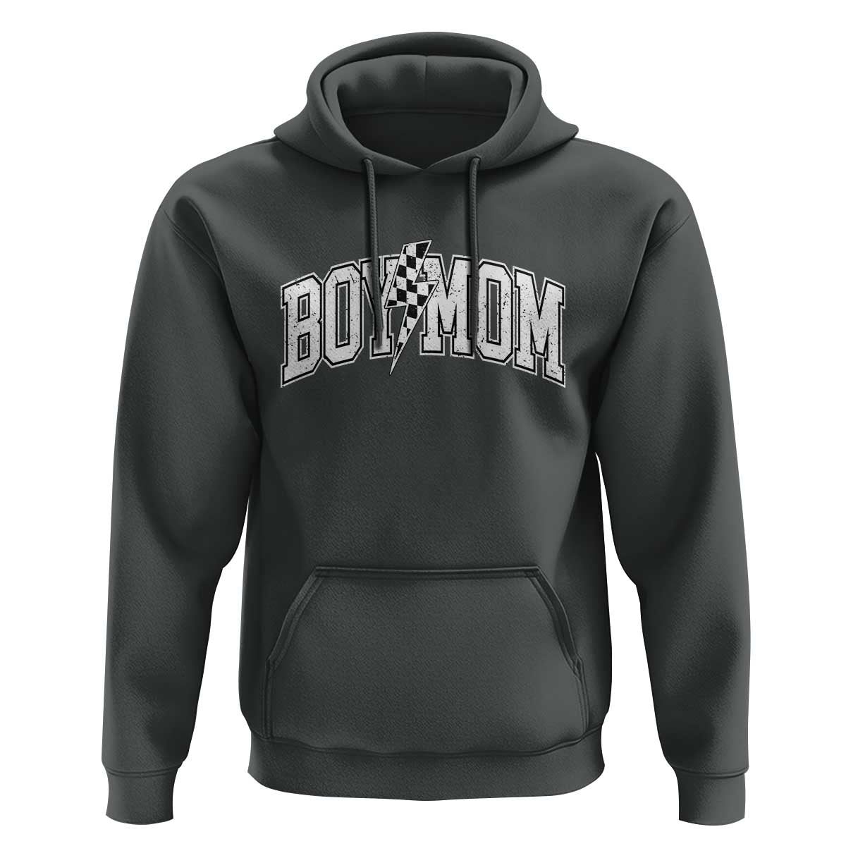 Boy Mom Lightning Bolt Checkered Varsity Son Mama Hoodie