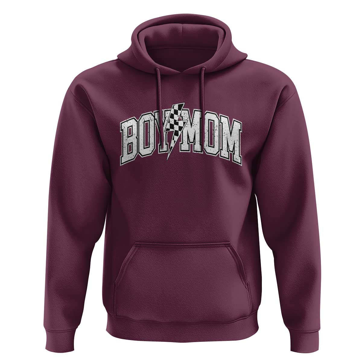 Boy Mom Lightning Bolt Checkered Varsity Son Mama Hoodie