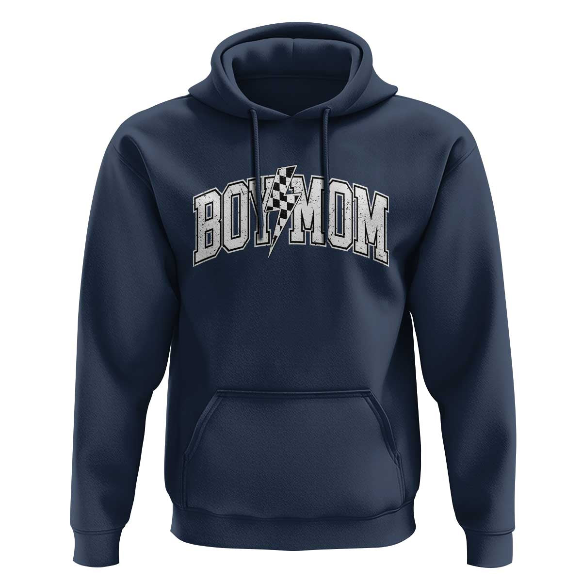 Boy Mom Lightning Bolt Checkered Varsity Son Mama Hoodie