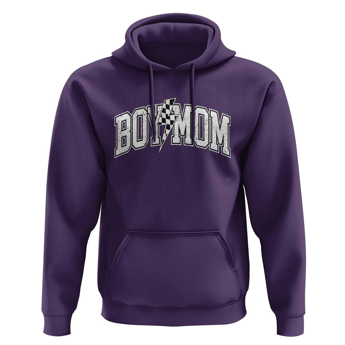 Boy Mom Lightning Bolt Checkered Varsity Son Mama Hoodie