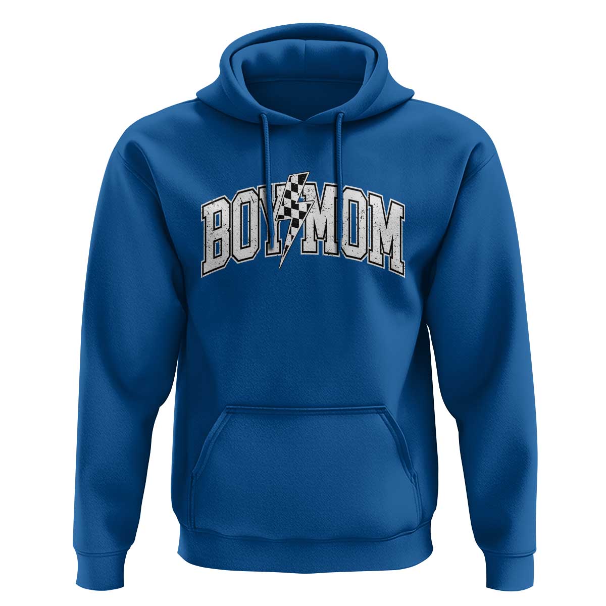 Boy Mom Lightning Bolt Checkered Varsity Son Mama Hoodie