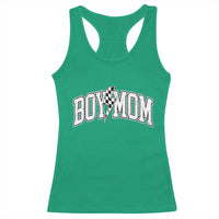 Boy Mom Lightning Bolt Checkered Varsity Son Mama Racerback Tank Top