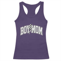 Boy Mom Lightning Bolt Checkered Varsity Son Mama Racerback Tank Top