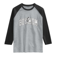 Boy Mom Lightning Bolt Checkered Varsity Son Mama Raglan Shirt