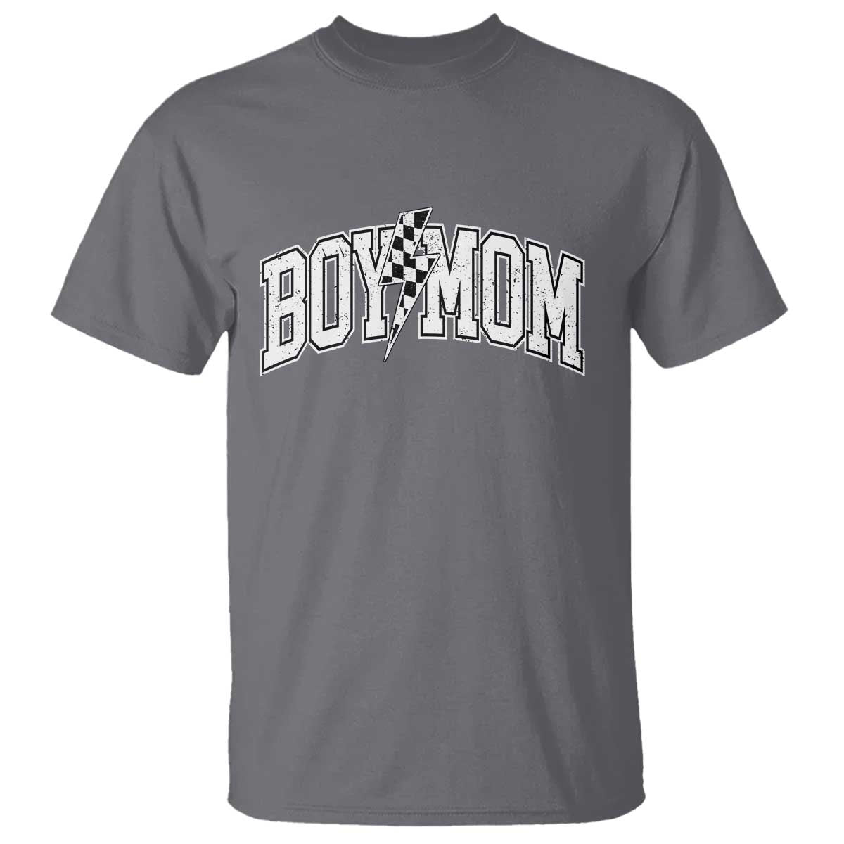 Boy Mom Lightning Bolt Checkered Varsity Son Mama T Shirt