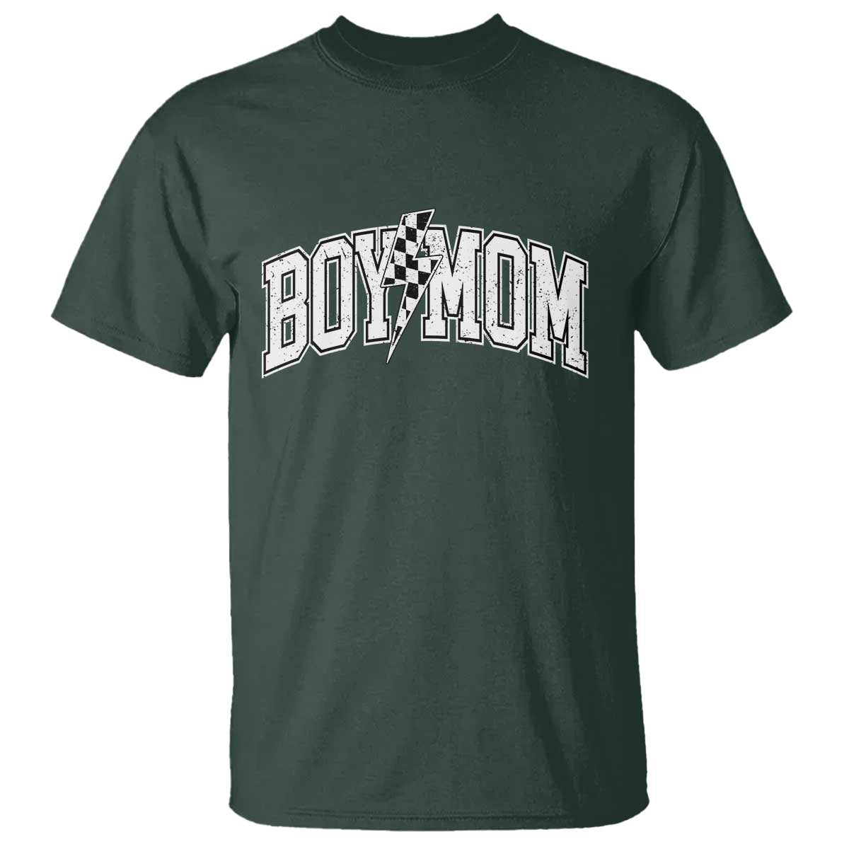 Boy Mom Lightning Bolt Checkered Varsity Son Mama T Shirt