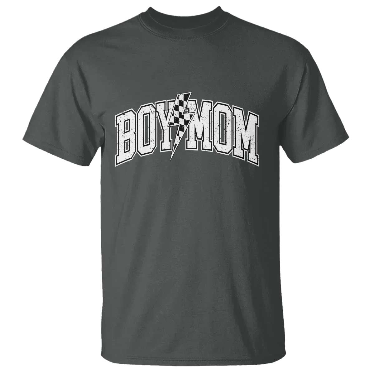 Boy Mom Lightning Bolt Checkered Varsity Son Mama T Shirt
