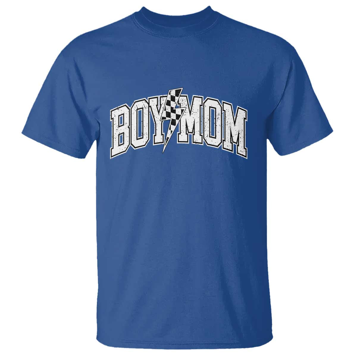 Boy Mom Lightning Bolt Checkered Varsity Son Mama T Shirt