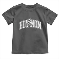 Boy Mom Lightning Bolt Checkered Varsity Son Mama Toddler T Shirt