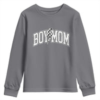 Boy Mom Lightning Bolt Checkered Varsity Son Mama Youth Sweatshirt
