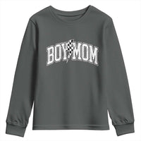 Boy Mom Lightning Bolt Checkered Varsity Son Mama Youth Sweatshirt