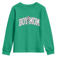 Boy Mom Lightning Bolt Checkered Varsity Son Mama Youth Sweatshirt